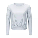 Women's Draped Long Sleeve Blouse for Work-Grey-5