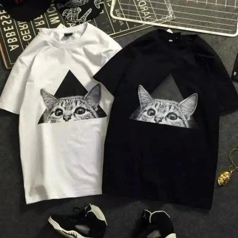 Cat Graphic Pocket T-Shirt Casual Fit-1