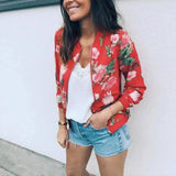 Baseball Uniform Jacket - Floral Print Bomber Style-gules-1