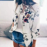 Baseball Uniform Jacket - Floral Print Bomber Style-white-3