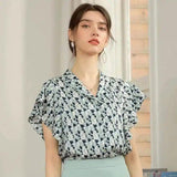 LOVEMI - Lovemi - Printed Chiffon Shirt Women's Summer Short-sleeved