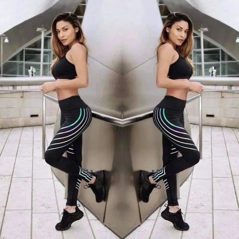 Printed Laser High Waist Skinny Sports Yoga Leggings-1