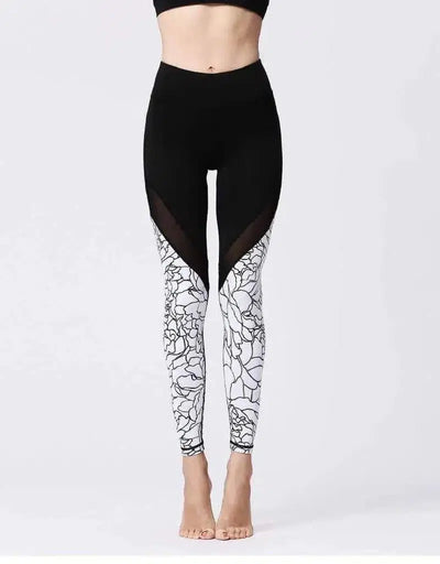 Printed tight yoga pants-Line black-4