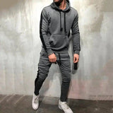 Pure color sports and leisure new style sweater suit-dark gray-3