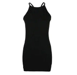 Ribbed small suspender dress-Black-33