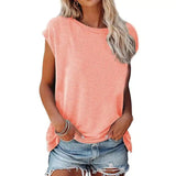 Women's Casual Sleeveless Tee Shirt Top-Pink-4