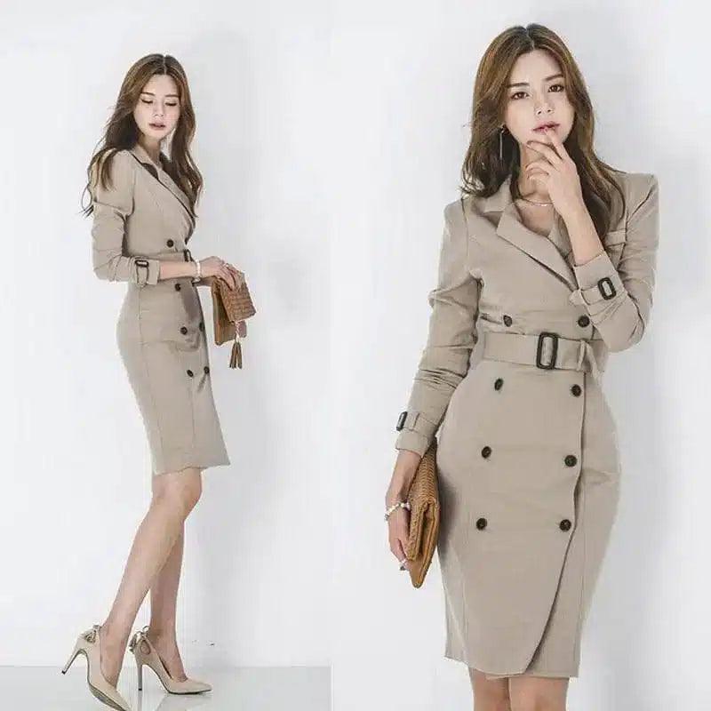 Women's Double-Breasted Trench Dress-1