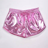 Shiny metallic casual booties shorts-Lavender-13