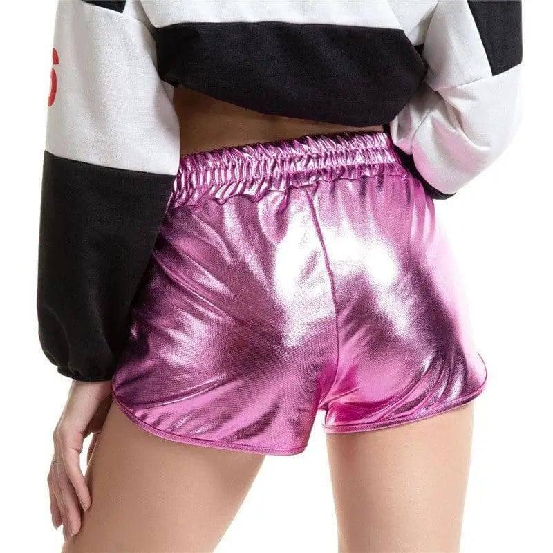 Shiny metallic casual booties shorts-4