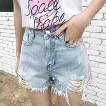 Shredded slim slimming summer denim shorts-1