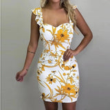 Sleeveless printed hip dress-white-26