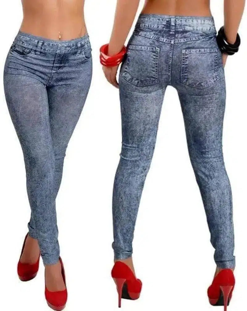 LOVEMI - Lovemi - Slim Leggings Snowflake Imitation Denim Pencil