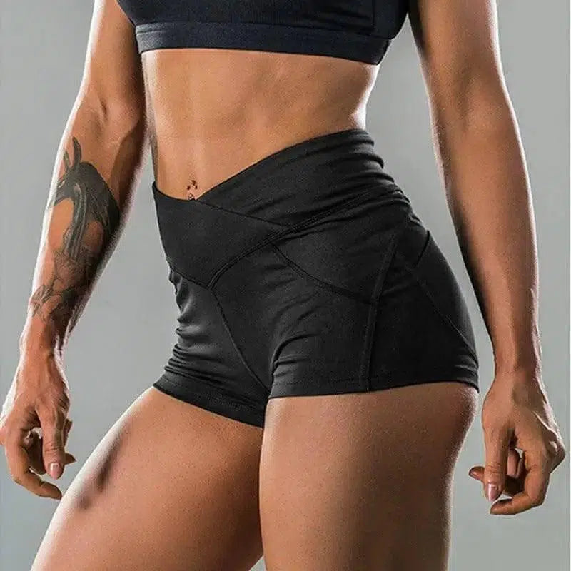 Sports shorts female tight hip v-shaped peach hip high-Black-13