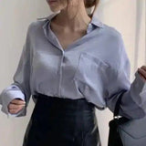 Womens Casual Button-Down Shirt-Blue shirt-1