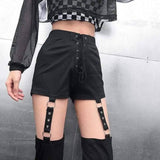 Strap irregular hollow detachable casual trousers-black-2