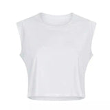 Women's Sleeveless Crop Top for Casual Wear-White-3