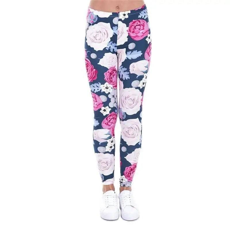 LOVEMI - Lovemi - Style Peony Print Leggings Yoga Pants