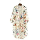 Chiffon Long Cardigan - Floral Elegance-white-3