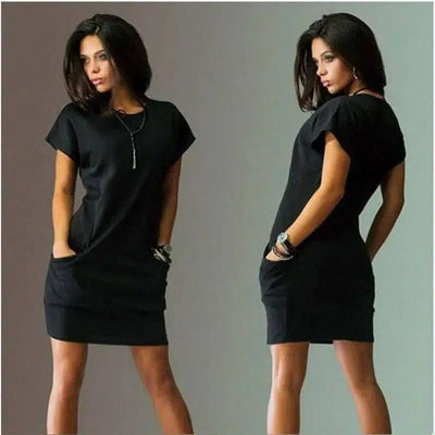 Summer Fashion Women Clothing Casual Short Sleeve O-Neck-Black-20