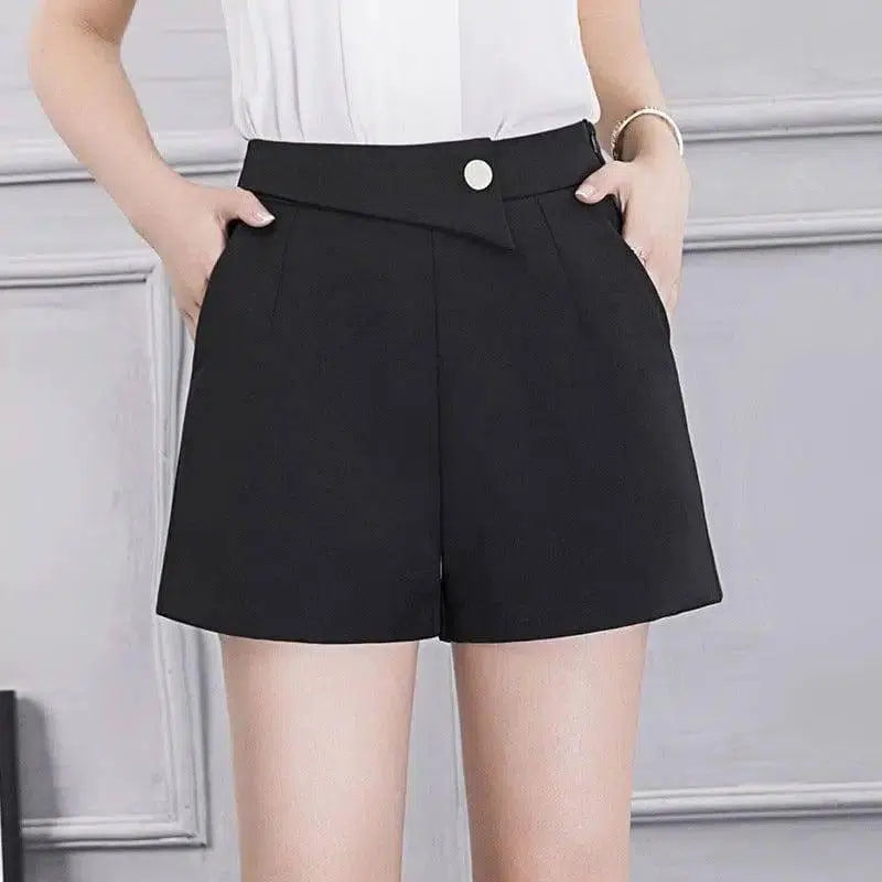 Summer Wide Thigh Shorts-Black-10