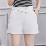 Summer Wide Thigh Shorts-White-8