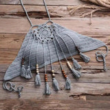 Handmade Macrame Tassel Necklace-Grey-7