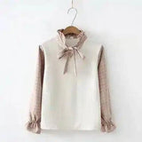 Temperament long sleeve shirt-Beige-1