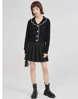 Temperament Xiaoxiang Black Knitted Cardigan Women Loose-1