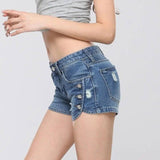 The Summer Hot Korean Patchwork Denim Shorts Pocket Jeans-11