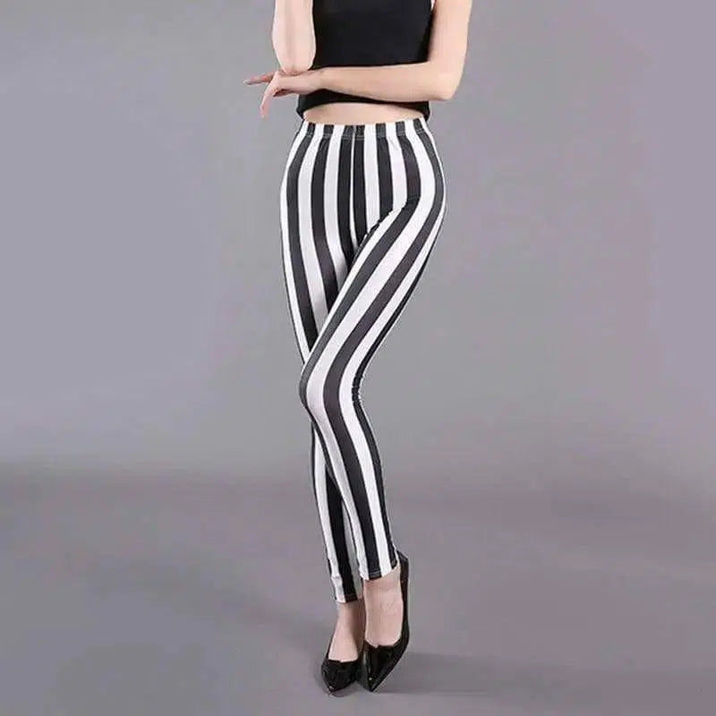 Thin cropped cotton leggings-Thick stripes-8