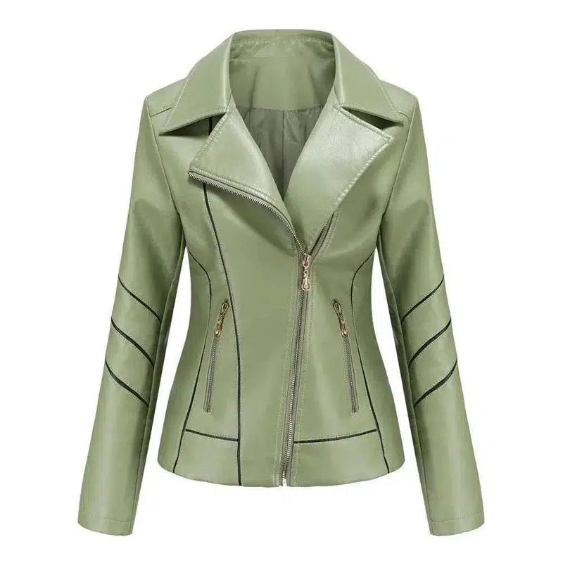 Thin Pu Short Coat Spring And Autumn Jacket-Green-3