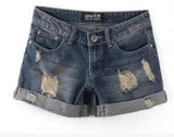 Torn Denim Shorts For Women-Darkblue-12