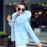 Fur Hooded Women's Winter Coat-Blue-6