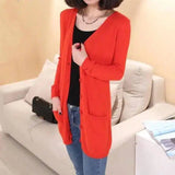 Women's Long Sleeve Buttoned Cardigan Sweater-Orange-4