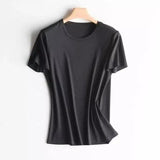 V-neck mercerized cotton T-shirt-2 Black-8