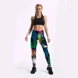 Women's Diamond Color Stitching Leggings-KDK1489-2