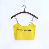 Cropped Tube Top with Slogan – Bold and Casual-Yellow-2