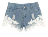 Women's jeans denim shorts hot pants-Blue-17