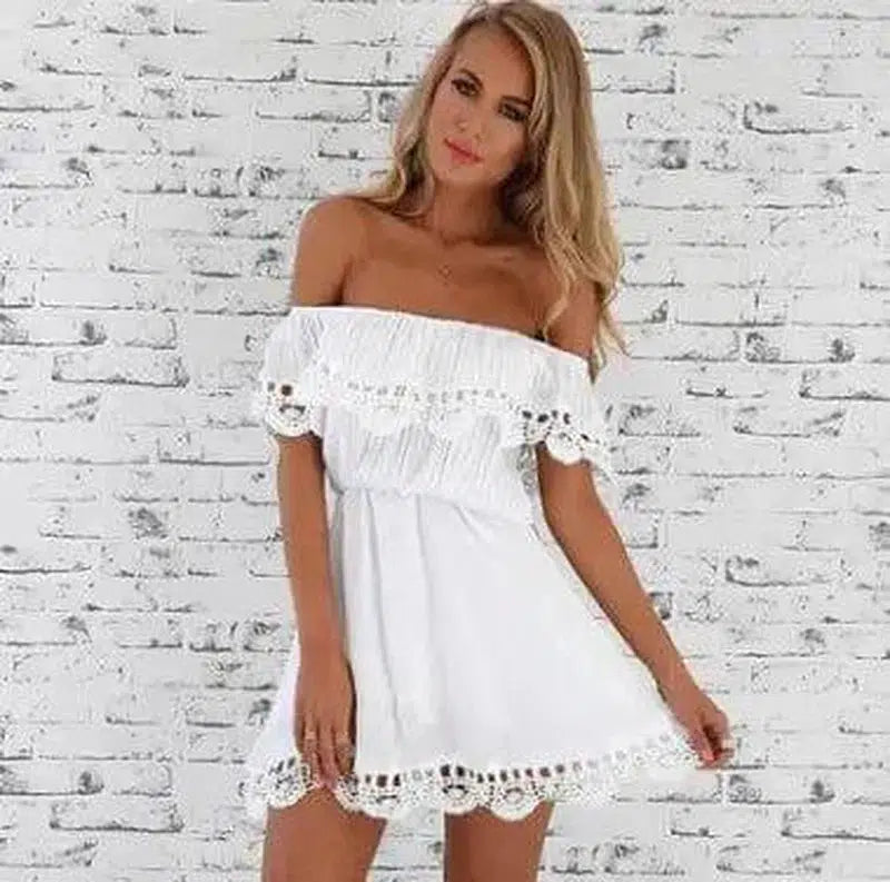 Women's Off Shoulder Lace Dress-2