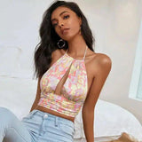 Halter Neck Crop Top for Summer Wear-Red-2