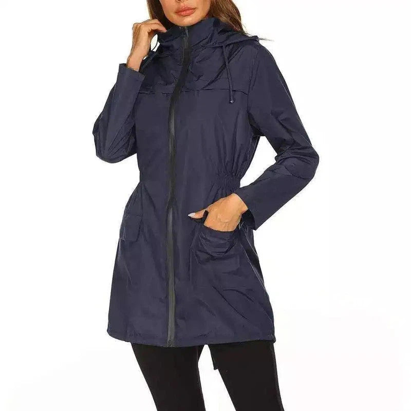 Women's Yoga Wear Hooded Jacket-Navy Blue-3