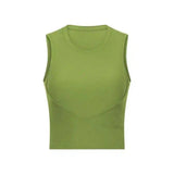 Women's Sleeveless Workout Top and Leggings Set-Green-7