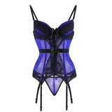 Luxury Lace Corset: Elegant Women's Lingerie Essentials-Blue-3