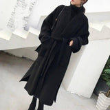 Medium length woolen coat-Black-6