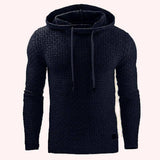 Men's Jacquard Sweater Long-sleeved Hoodie Warm Color Hooded Sweatshirt Jacket Beige / 5XL-Navy-17