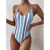 Multicolor Striped One-piece Swimsuit Women European And-Multicolorstripes3-3