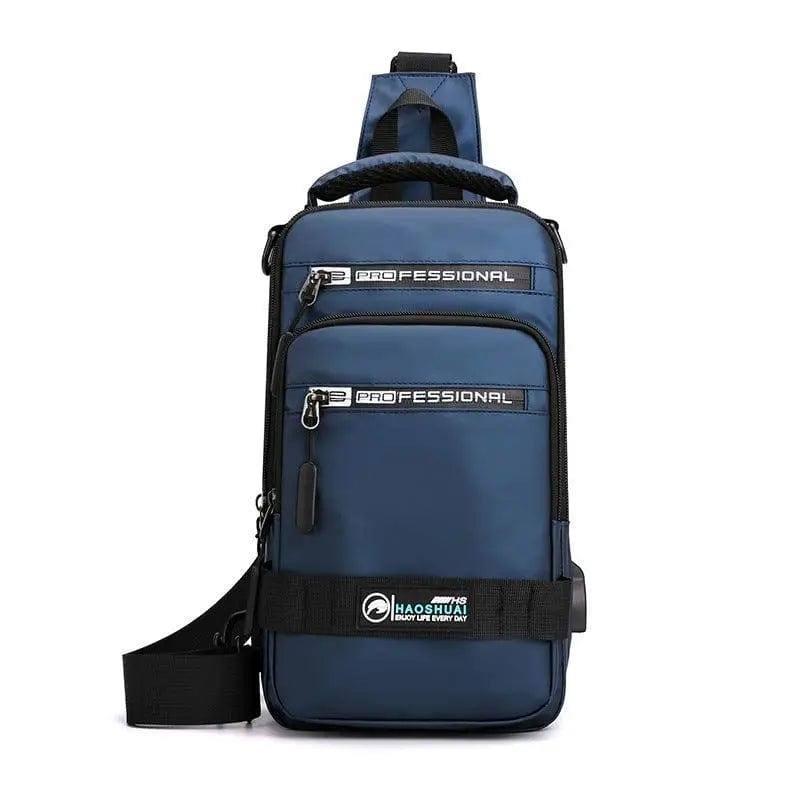 Multifunction Bags For Men Nylon Backpack Crossbody Shoulder-Blue-5