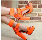 New High-Heel Platform Open-Toe Sandals 40-43 Large Size-Orange-8