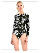 One-Piece Bikini Swimsuit Long Sleeve Surfing Suit-Black-2