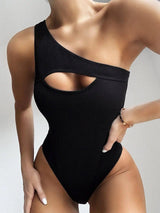 One-piece Swimsuit Hollow Special Fabric One-piece-Black-1